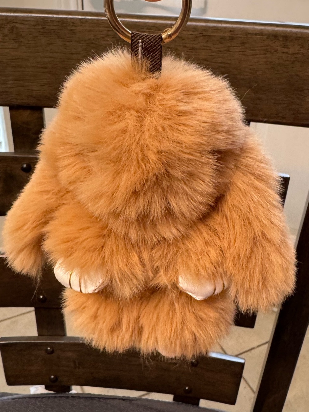 Fluffy Rabbit Keychain (Brown) - Picture 3 of 7